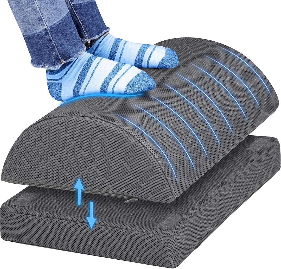 CushZone Foot Rest,Desk & Gaming Accessories,Foot Rest for Under Desk at Work,Comfortable Footrest with 2 Adjustable Heights & Removable Cover, Office Desk AccessoriesGray (Medium, Grey)