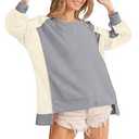 Dokotoo Sweatshirt for Women Oversized Waffle Knit Crewneck Sweatshirts Long Sleeve Side Slits Casual Pullover Tops Size M