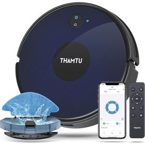 Robot Vacuum and Mop Combo, 100Min Runtime, APP&Voice Control, Ultra-Thin, Tangle-Free, Self-Charging Robotic Vacuum Cleaner, Good for Pet Hair, Hard Floor and Medium-Pile Carpet