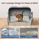 Enclosed Stainless Steel Litter Box with Lid, XL Side Entry Extra Large Litter Box for Big Cats & Multiple Cats,Metal Cat Pan with High Sided,Include Scoop and Mat,Anti-Leakage, Odor Free, Non-Sticky