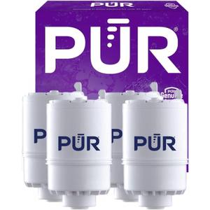 PUR Faucet Mount Replacement Filter 4-Pack, Genuine PUR Filter, 2-in-1 Powerful Filtration, Includes Lead Removal, 12-Month Value, White