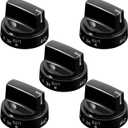 Atgestore WB03X24759 Stove Knobs Replacement for GE Stove Parts KIP 5G92 222D5793 Cooktop Knobs GE Range Oven Parts Black Plastic Surface Burner Control Knob Range Burner Knobs 5 Pcs