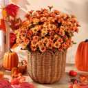 8 Bundles Artificial Orange Faux Flowers for Outdoor Planters Bulk Fake Mums Plastic Fall Daisy Floral for Home Decor Garden Outdoors Porch Pots Window Box Wedding Decorations (Orange)