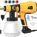 Paint Sprayer Tool 1000W High Power Electric Paint Spray Gun with Adjustable Spray Width Knob 4 Nozzles and 3 Patterns Simple to Clean for Lawn and Garden Furniture Home Interior House Painting Yellow