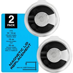 Polar Camel Tumbler Lid Replacement - Magnetic Lid Replacement (2-Pack), For 10oz and 15oz Mug, 16 oz Pint and 20 oz Pilsners Tumblers, Fits Polar Camel Tumblers and Travel Mug