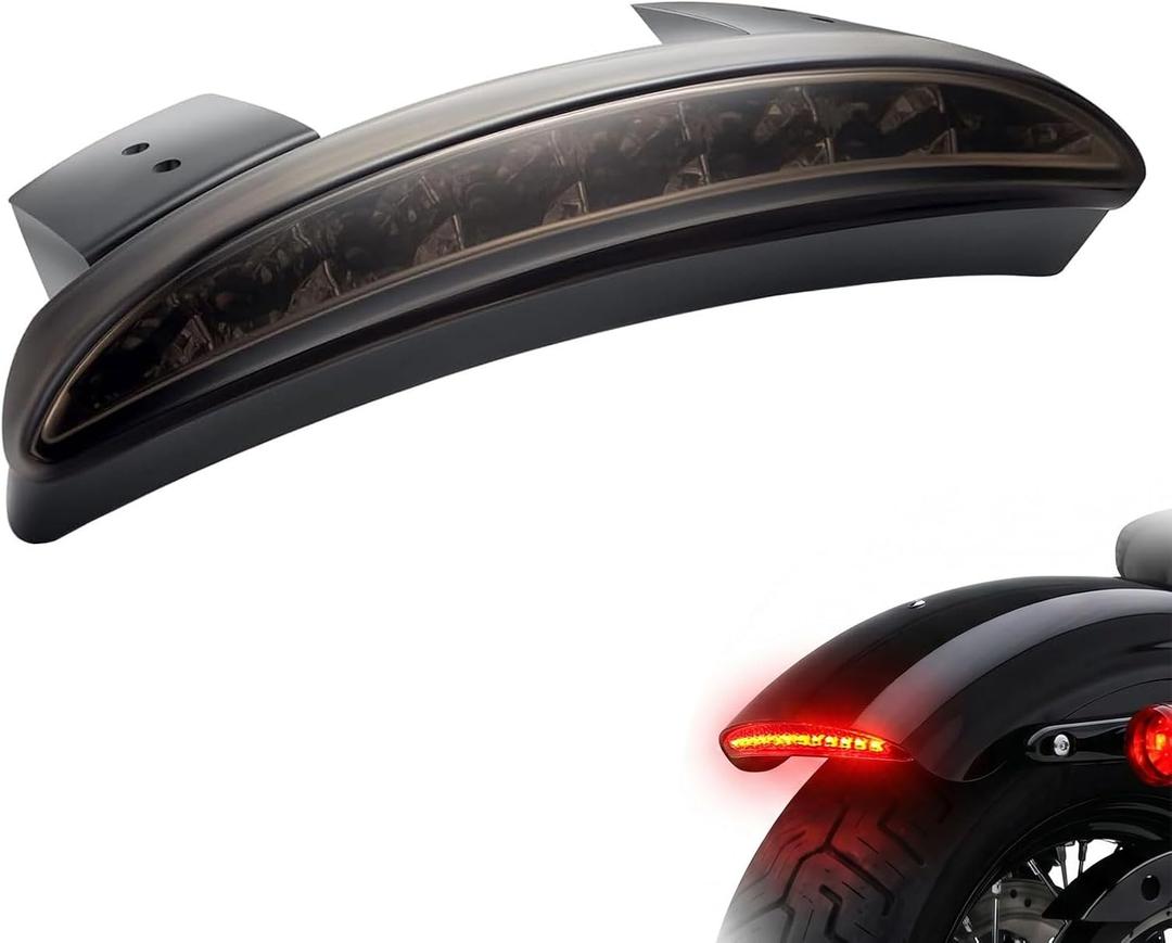 ANKIA Motorcycle Chopped Rear Fender Edge LED Brake License Plate Tail Light Stop Running Light Turn Signal Lamp for Harley Sportster XL883N 1200N XL1200V XL1200X (Black)