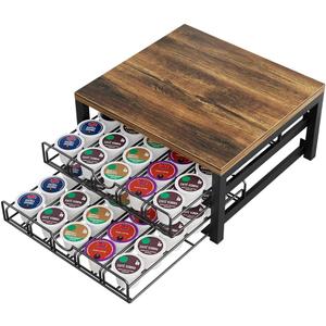 Coffee Pod Holder Drawer 2 Tier for K Cup Capsule Pods Storage Organizer Under Coffee Pot Storage Sliding Drawer (Black, 2 Tier)