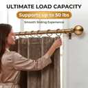 Golde Curtain Rods for Windows 18 to 45 inches,1 Inch Modern Metal Drapery Rods,Adjustable Heavy Duty Curtain Pole with Round Finials(18"-45"Aged Brass)
