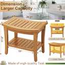 OTSUN Teak Shower Bench Seat - 20" Solid Wood Stool Waterproof Teakwood Shower Bench Chair with Storage Shelf 500 Lbs Capacity for Bathroom, Indoor & Outdoor Use