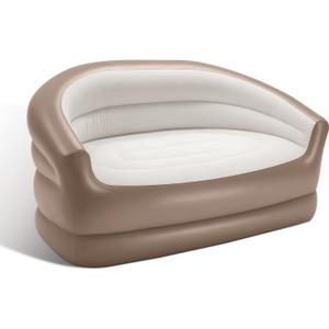 Twin Size Air Mattress Inflatable SofaDouble Inflatable Chair for Adults-Flodable Blow Up Couch Lounger-Portable Air Sofa for Indoor Living/Outdoor ActivitiesLight Brown