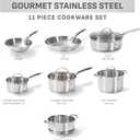 T-fal Stainless Steel Pots and Pans Set 11 Piece, Induction, Oven Broiler Safe 500F, Kitchen Cooking Set w/Fry Pans, Saucepans, Saute Pan, Dutch Oven, Steamer, Cookware, Dishwasher Safe, Silver