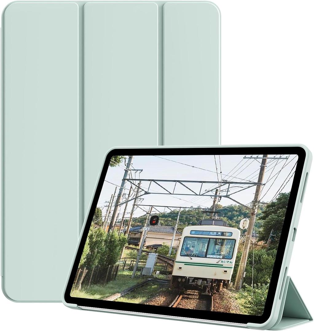 Case for iPad Air 11 Inch (2026/2025/2024, M4/M3/M2), iPad Air 5th/4th Gen (10.9 Inch, 2022/2020) Without Pencil Holder, Slim Trifold Stand Cover & Soft TPU Back, Auto Wake/Sleep, Light Green