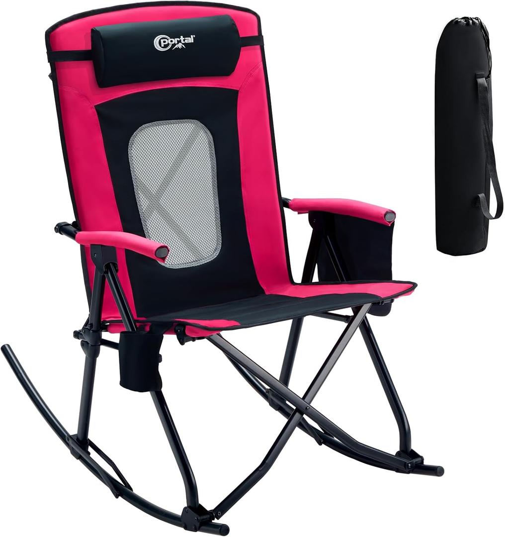 Portal Oversized Folding Rocking Camping Chair Portable 400 lbs Pink
