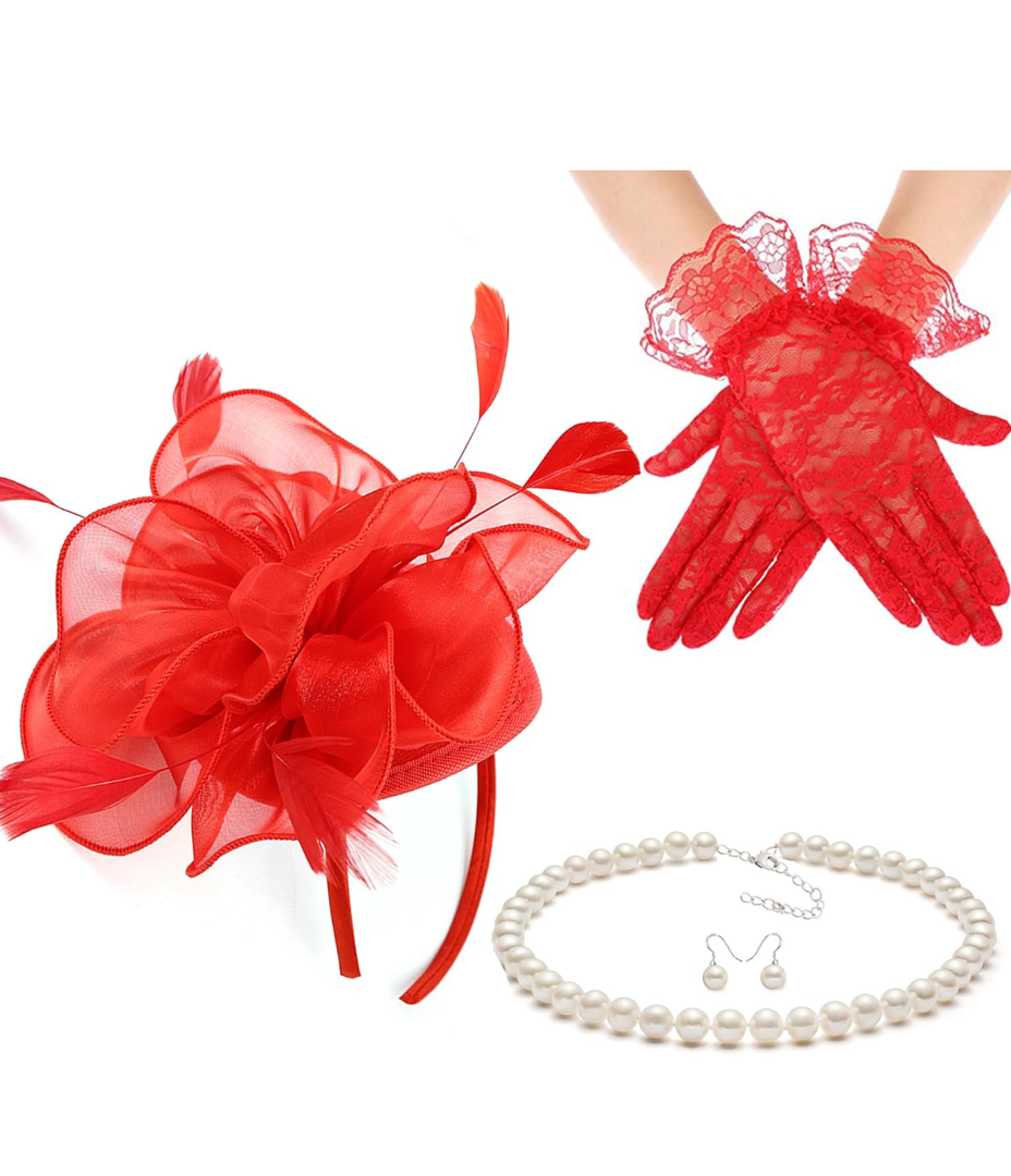 Gionforsy Kentucky Derby Hat Fascinator Veil Headband Pillbox Set for Wedding Tea Party