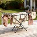 Clothes Drying Rack Heavy Duty, Foldable Laundry Dryer Stand for Clothing & Towel, Free Standing Collapsible for Indoor & Outdoor, 2-Level Clothing Drying Rack, 63" L× 17.7" W, Gray