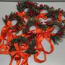 Christmas Mini Wreaths, Set of 2/3/4/6/8/10/12 Small Artificial Pine Cabinet Rings with Bows and Berries, Holiday Door and Window Decor, Hanging Indoor Outdoor Decorations (Red Belt, 6PCS)