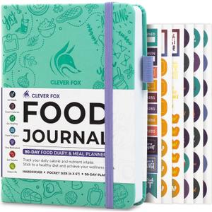 Clever Fox Food Journal Pocket - Daily Food Diary, Meal Planner to Track Calories & Nutrients, Weight Loss Tracker Notebook, 4x5.5 (Turquoise)