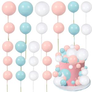 75 Pcs Cake Balls Topper Decorations Foam Cupcake Topper Mini Balloon Cake Topper Balls Cake Picks for Cake Deco Birthday Party Wedding Blue,Pink,White