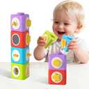 Montessori Activity Cube & Busy Board for 1 Year Old - 12-in-1 Travel Toys for Airplane & Car, Educational Activity Stacking & Sensory Toys for Toddlers 1-2, Easter Basket Stuffers for Toddler