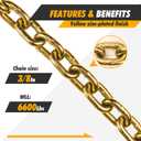 G70 Transport Chain 3/8'' x 10 Foot - 6,600 Pound, Log Chain Safe Working Load for Load Tie-Down, Trailer, Flatbed, Farm Tow Chain