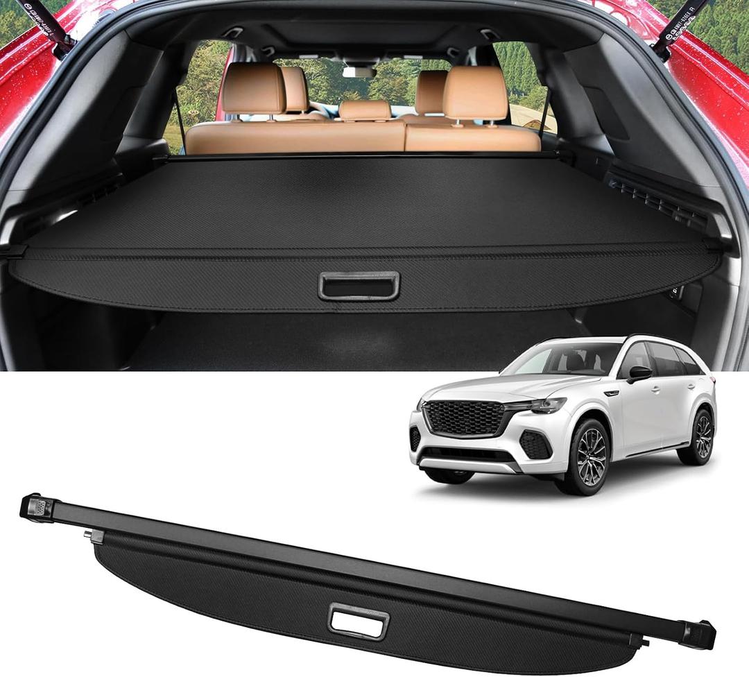 Cargo Cover for Mazda CX-70 CX70 2024 2025 2026 Accessories Retractable Trunk Cover Security Shielding Shade Cargo Luggage Cover Trunk Privacy Protection (Carbon Fiber Texture)