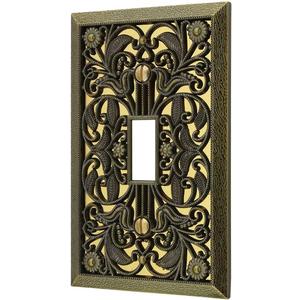 Amerelle 65TAB Filigree Wallplate, 1 Toggle, Antique Brass