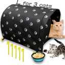 Size L Cats Shelter Big for 3 Adult Cats Outdoor Feral Cat House for Winter, Waterproof and Warm Cat House Outdoor Insulated,Foldable Cotton Filled Thicken Stray Cats Dogs Tent Shelter (Blue Bowl)