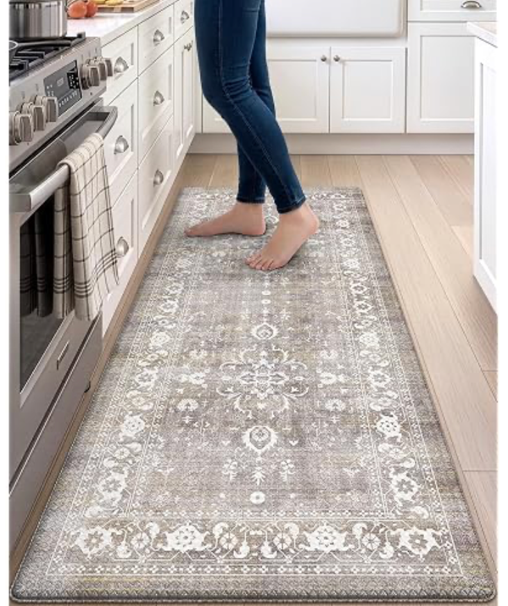 DEXI Kitchen Mats for Floor Cushioned Anti Fatigue, 58,5x24 Extra Large Wide Runner Rug Non Slip, Waterproof Soft Comfort Standing Rubber Padded, Brown