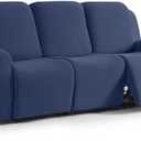 TAOCOCO Recliner Sofa Covers 8-Pieces Stretch Large Couch Covers for 3 Seats Reclining Slipcovers Soft Jacquard Pattern Furniture Protector (Navy Blue)