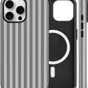 Magnetic for iPhone 14 Pro Case Cute Stripes Phone Case, Gray