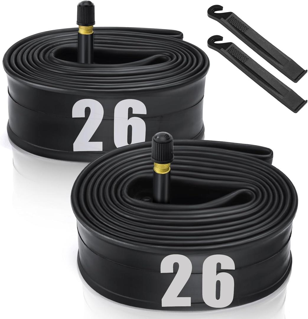 2-Pack Bike Tubes 26" x 1.75/ 2.125 AV Valve, 26x2.125 Bicycle Tube Compatible with 26x1.75 26 x 1.95 26 x 2.10 26 x 2.125, 26" Bike Rubber Tubes for Road/ MTB/ City Bikes by Hydencamm (2 of One Size)
