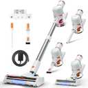 Cordless Vacuum Cleaner, Stick Vacuum with LED Touch Screen, 45KPA Powerful Suction, Up to 60 Mins Runtime, 7-Stage HEPA Filter, V-shaped Anti-Tangle Brush, Vacuum for Carpet, Hard Floor, Pet Hair, used, dirty