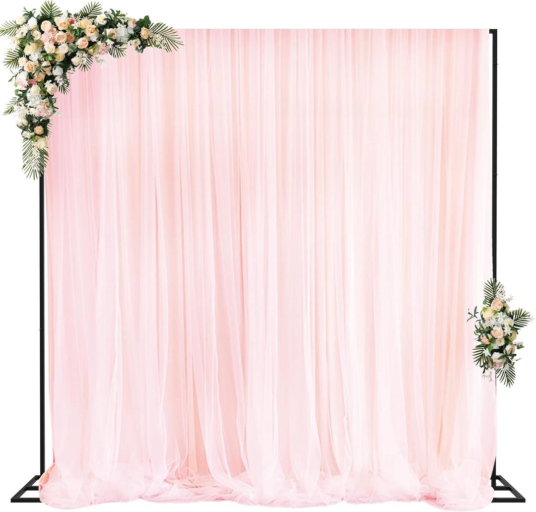Fomcet 10FT x 10FT Backdrop Stand Heavy Duty with Base, Black Portable Adjustable Pipe and Drape Backdrop Stand Kit, Square Metal Arch Party Frame for Wedding Birthday Parties Banquet Decorations