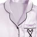 Rooscier Women's Satin Pajamas Set V Neck Short Sleeve Shirt With Shorts Sleepwear (Pink, XXL)