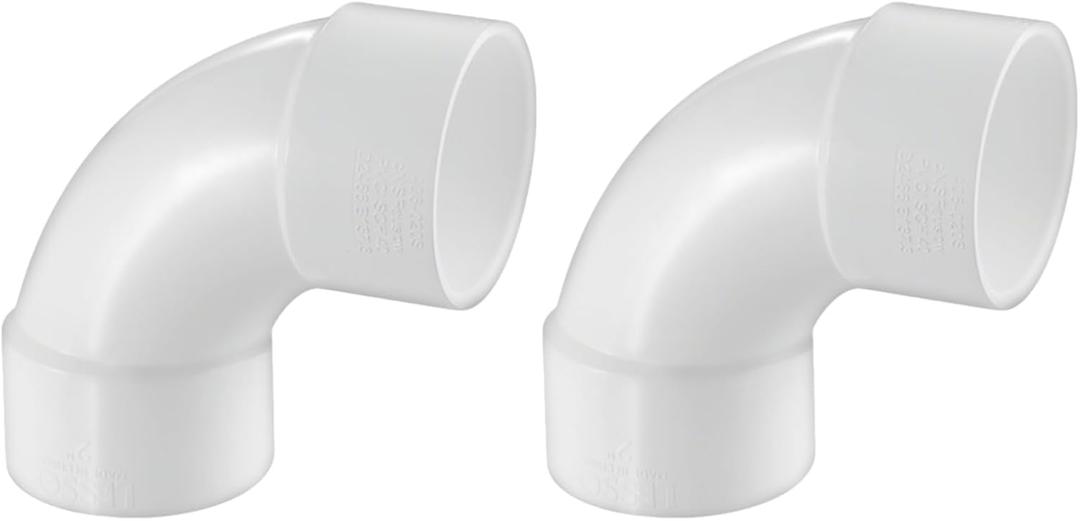 2 Pack PVC Pipe Fitting 2 Inch - 90 Sweep Elbow - LESSO 2" (SOC  SOC) High-Flow Capacity Plumbing Pool Systems, SCH 40