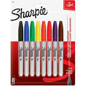 Sharpie Permanent Markers, Fine Point, 4 Pack, Assorted Colors (30217PP)