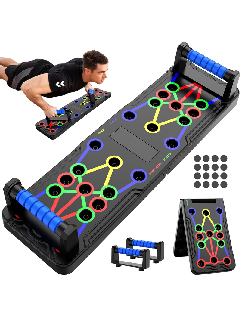 Solid Push Up Board 15 in 1 Home Workout Equipment Multi-Functional Pushup Stands System Fitness Floor Chest Muscle Exercise Professional Equipment Burn Fat Strength Training Arm Men & Women Weights