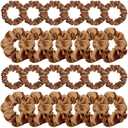 WILLBOND 24 Pieces Satin Hair Scrunchies Silky Elastic Bands Skinny Solid Hair Ties Ropes Ponytail Holder for Women Headdress Accessories Decorations, 2 Sizes(Brown)