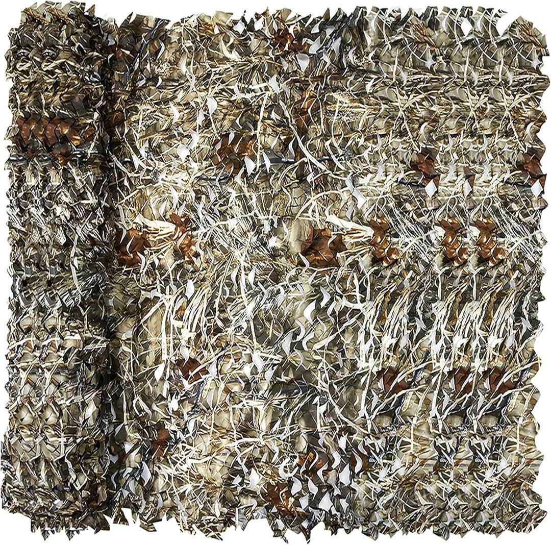 Camo Netting, Camouflage Netting, Hunting Blind Camo Net, Army Party Decorations, Sunshade Fence Nets, Lightweight, Bulk Roll, Mesh, Great for Camping, Shooting, Photograph, Car Cover, Outdoor (4.9ftx6.5ft, Dry Grass)