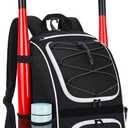 Youth Baseball Bag - Baseball Backpack Bat & Glove Holder, T-Ball & Softball Equipment & Gear,Large Main Compartment for Helmet & accessories, Fence HookInsulation Pocket (black)