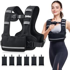 ZELUS Weighted Vest for Women Men, 4-10lb Curve-Fit Ergonomic Design Adjustable Workout Vest with 6 Iron Sand Bags, SGS-Certified Rucking Vest for Strength Training & Cardio Workouts
