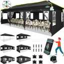 COBIZI 10x30 Pop Up Canopy Tent with 8 Removable Sidewalls, One Push Party Tent Outdoor Waterproof Event Canopy with Air Vent for Parties Commercial Wedding, 3 Height, Roller Bag, Sandbag, Black