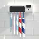 Toothbrush Holders Black Toothbrush Holder Wall Mounted with 5 Toothbrush Holder Slots, Electric Tooth Brushing Holder & 6 mim Timed Cleaning Bathroom Accessories