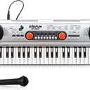 Raimy Piano Keyboard for Kids 49 Keys Portable Keyboard Piano Early Learning Educational Electronic Musical Instrument Toys Gifts for 3 4 5 6 7 8 9 Year Old Boys and Girls (Silver)