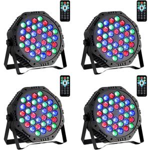 Yiixuyo-LED Par Lights DJ Stage Light Corded RGB 36 LED with Sound Activated Control DJ Uplighting for Wedding Party Club Christmas Stage Lighting - 4Pack