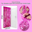 3Pack Fuchsia Foil Fringe Curtain Backdrop-3 Pack 3.3ft x 8.3ft Streamers for Birthday, Bachelorette, Wedding, Anniversary Christmas, New Year, Thanksgiving Parties