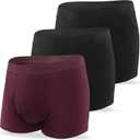 Incontinence Underwear for Men Leak Proof High Absorbency 2.3 oz Bladder Control Urine Protection Boxer Briefs Washable Reusable 3 Pack (2 Black-1 Maroon, 2XL)