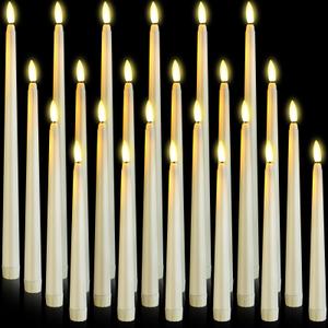 24 Pcs Flameless LED Taper Candles Battery Operated Candles 8.58'', 9.69'', 10.98'', 12.91'', 12.8'' Flameless Candlesticks Flickering for Halloween Christmas Church Wedding(Ivory)