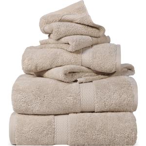 Superior Egyptian Cotton Pile 6 Piece Towel Set, Includes 2 Bath, 2 Hand, 2 Face Towels/Washcloths, Ultra Soft Luxury Towels, Thick Plush Essentials, Guest Bath, Spa, Hotel Bathroom, Stone Superior Egyptian Cotton Pile 6 Piece Towel Set, Includes 2 Bath, 2 Hand, 2 Face Towels/Washcloths, Ultra Soft Luxury Towels, Thick Plush Essentials, Guest Bath, Spa, Hotel Bathroom, Stone