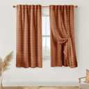Rustic Retro Black Out Curtains 63 Inch Long for Bedroom Windows,Room Darkening Boho Terracotta Fun Pattern Funky Blackout Lined with Sheer Curtains 63 Inch Length for Living Room 2 Panels Set